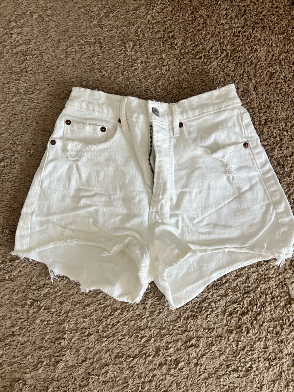 Curve love Abercrombie & Fitch White Distressed Denim Jean Shorts